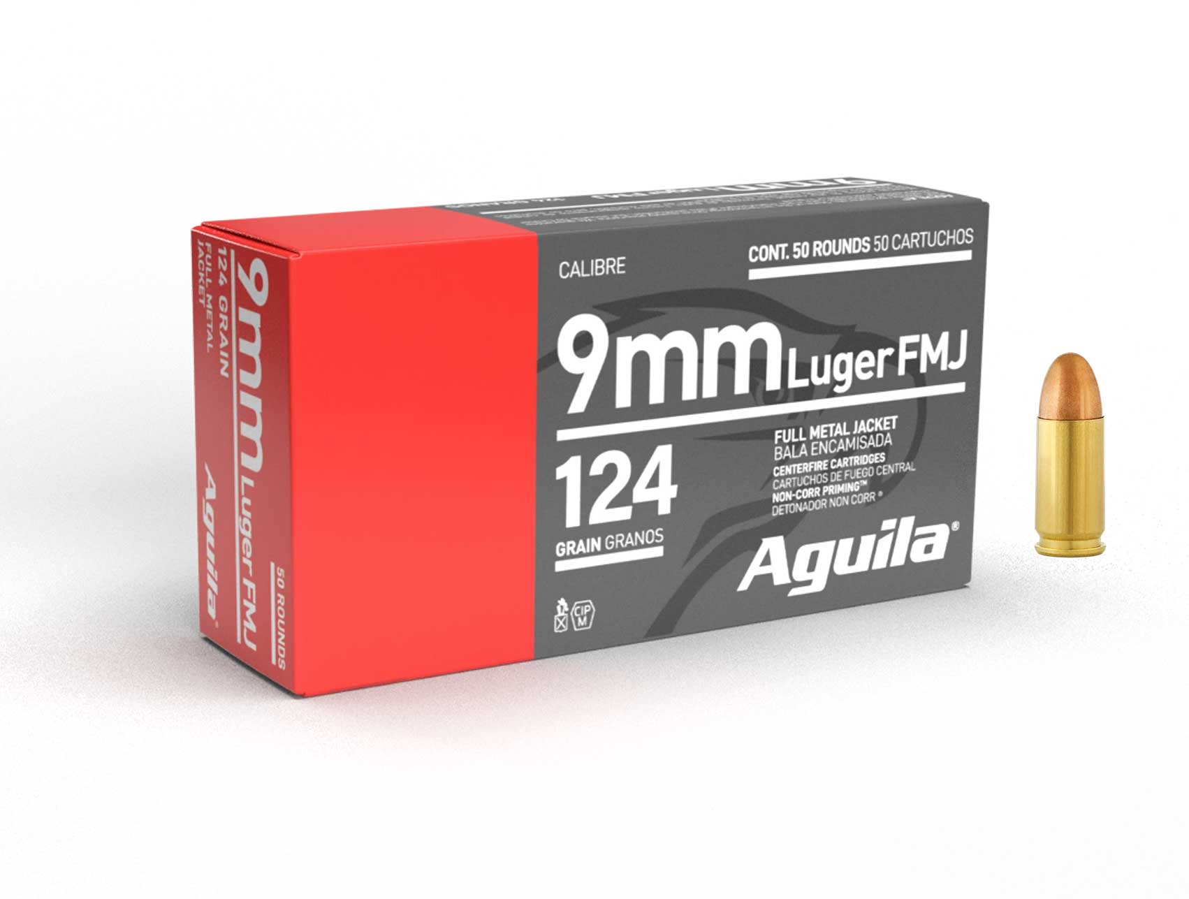 Cartridges 9x19 Aguila FMJ 124gr