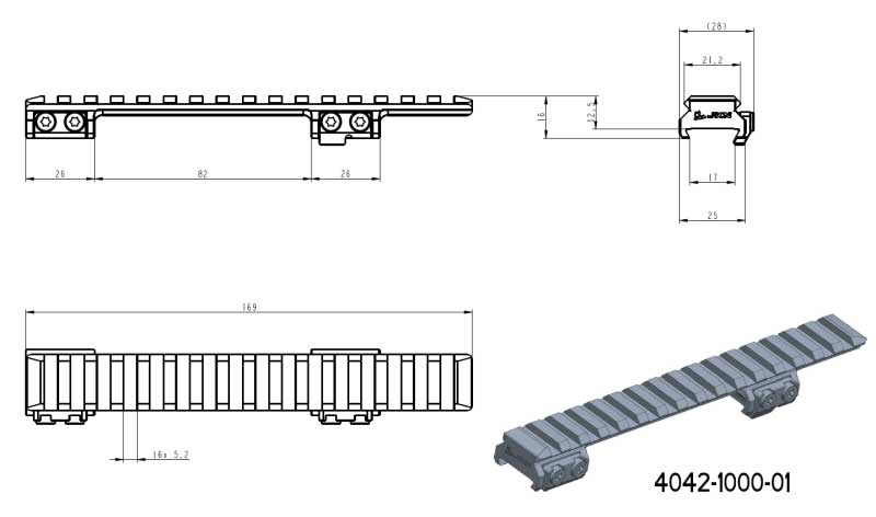 Picatinny rail for CZ 550/ 557 (.308/ 30-06) JKN