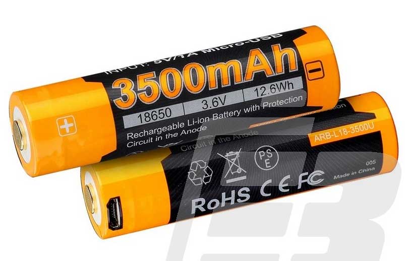 Μπαταρία 18650 Fenix επαναφορτιζόμενη με USB