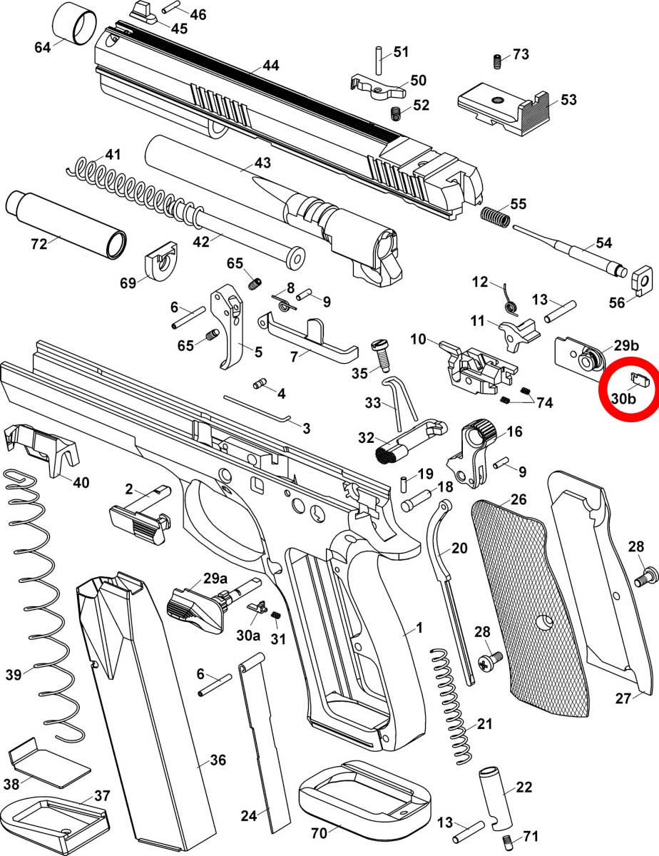 Έμβολο μοχλού ασφάλειας CZ 75/ SP-01/ Shadow 2/ TS ΔΕΞΙΟ