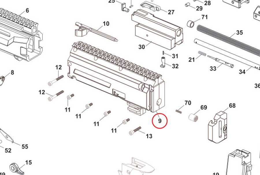Receiver cover CZ Scorpion Evo3 S1 L+R, semi (#9)
